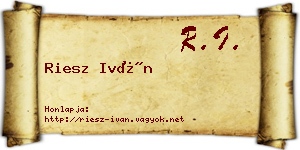 Riesz Iván névjegykártya